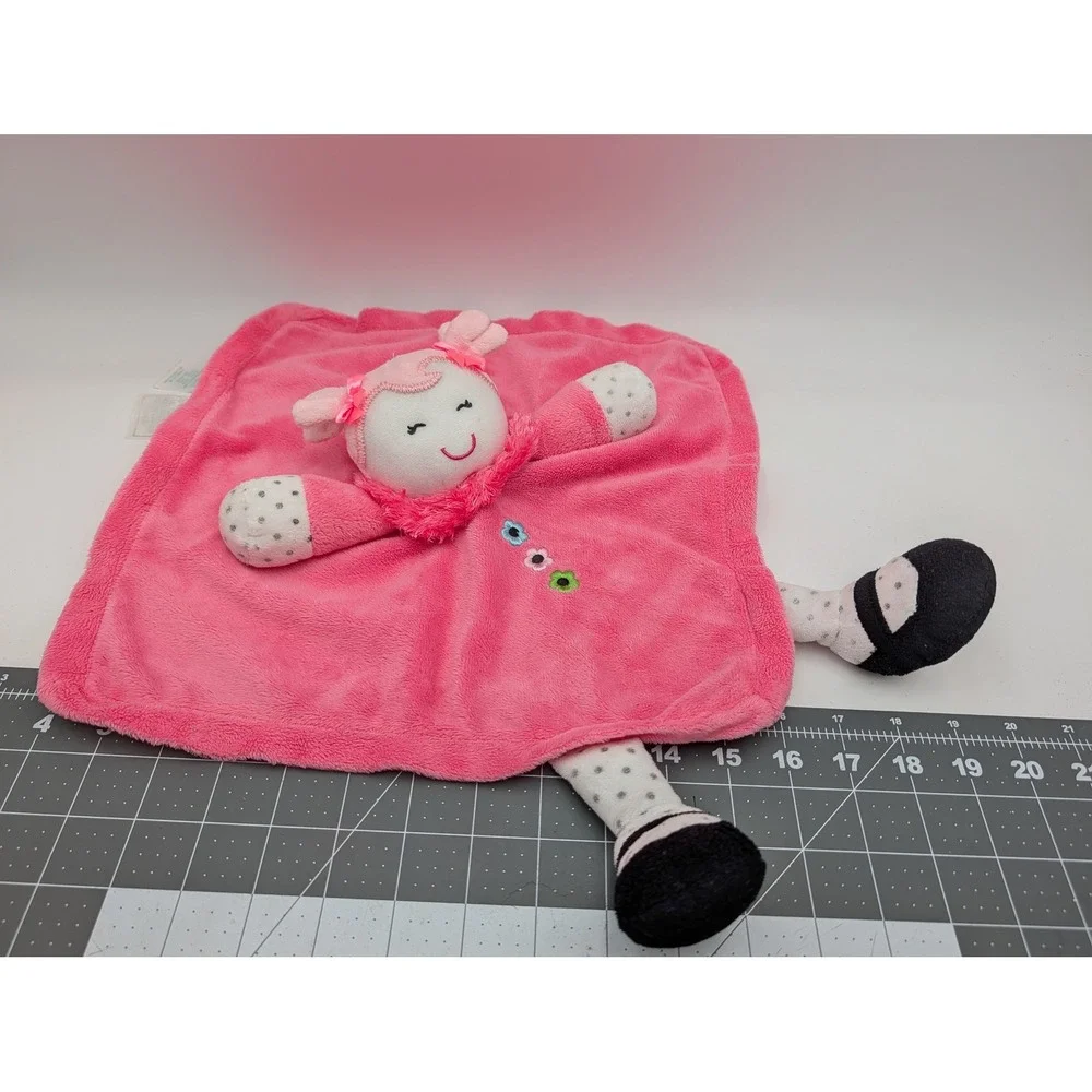 Okie Dokie Baby Security Blanket Lovey Pink Doll Girl Flower Satin Back 2011